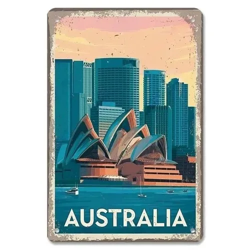 Sydney Opera House Metal Tin Sign Man Cave Wall Decor Australia Wall Art