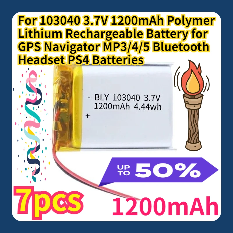 

For 103040 3.7V 1200mAh Polymer Lithium Rechargeable Battery for GPS Navigator MP3/4/5 Bluetooth Headset PS4 Batteries