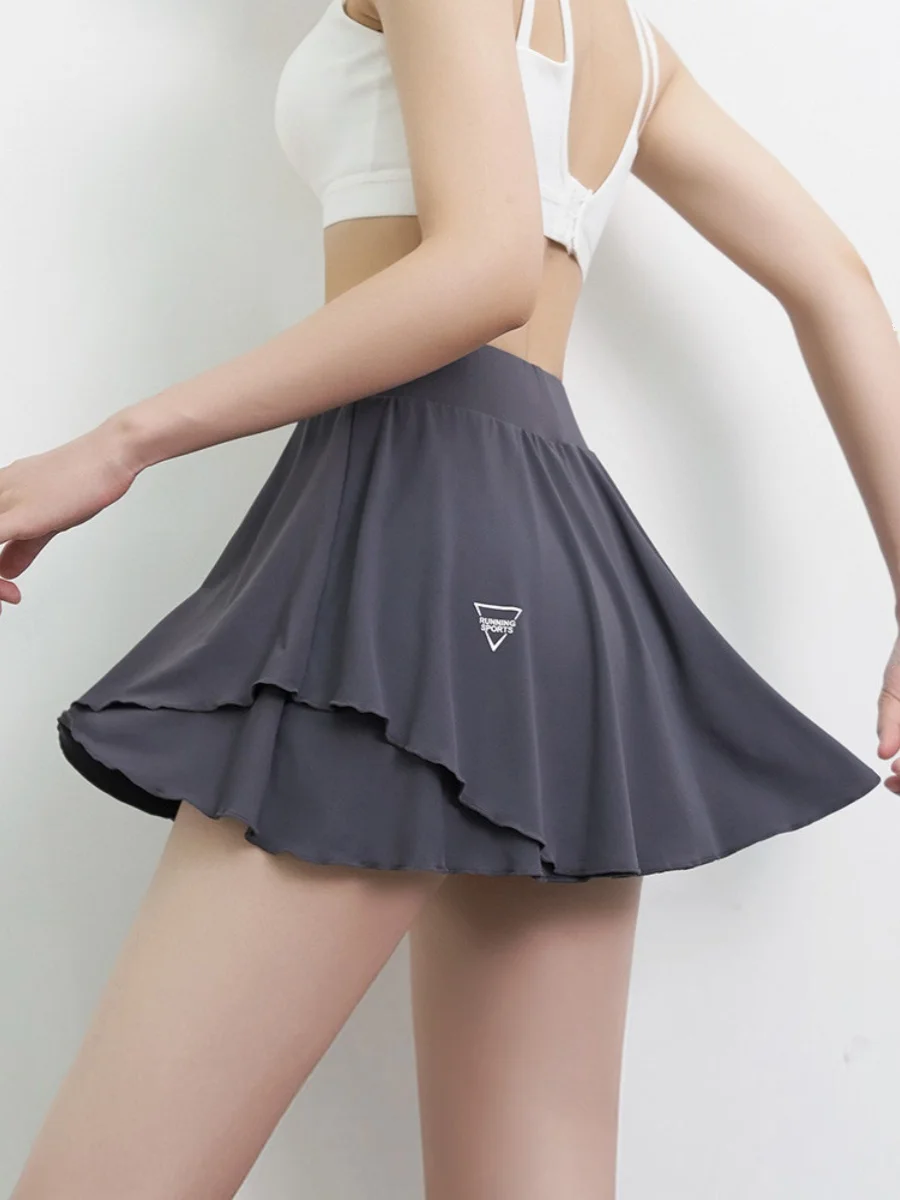 

Спортивная юбка-шорты А-силуэта с высокой талией для бега и йоги, женская, с подкладкой, средней длины, быстросохнущая, для тренировок