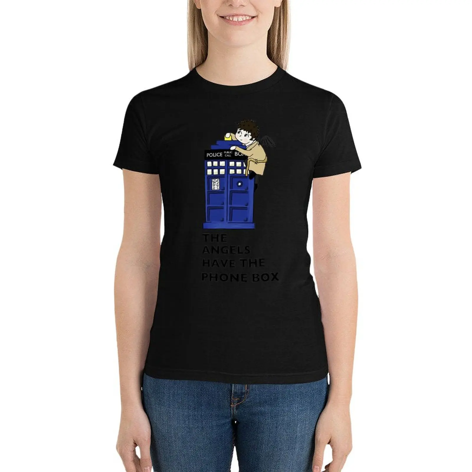 Castiel Has The Phone Box T-Shirt kawaii clothes tops hippie clothes t shirts for Women loose fit