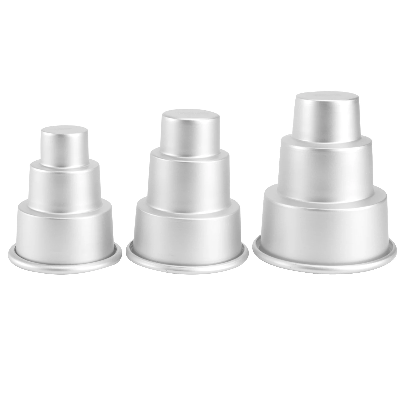 

3 Pcs Mini 3 tier Cake Molds Aluminum Baking Pan for Cupcakes Pudding Chocolate Candy Making Easy Clean Safe Use Round Elegant