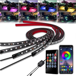 4X Car Underglow Lights Wireless Bluetooth APP Remote Control Neon Accent Lights Kit 8 Colors RGB Underbody Strip Lights for Car