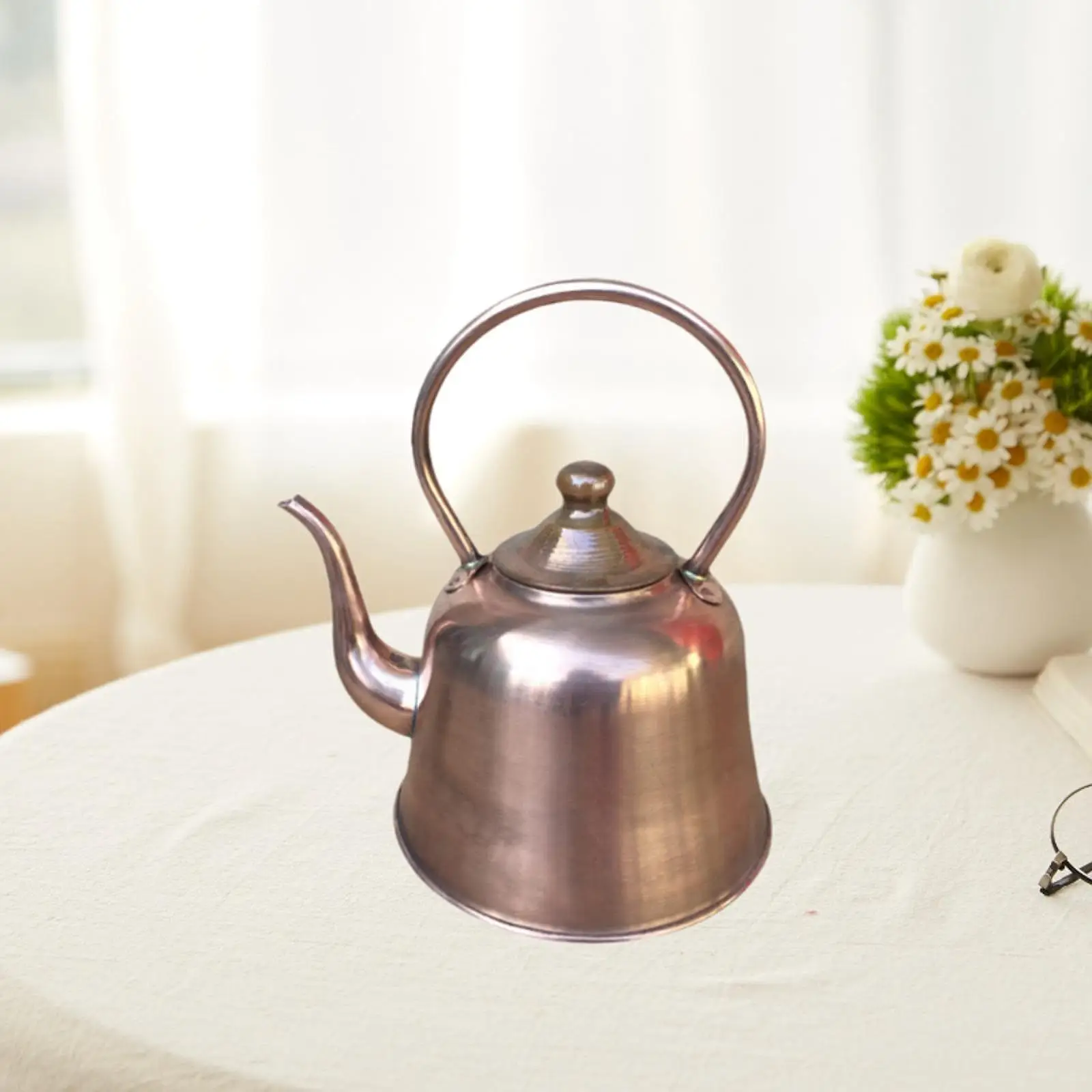 1.5L Brass Tea Kettle Practical Teaware Water Boiler Jug Household Copper Teapot for Living Room Tea House Restaurant Kitchen