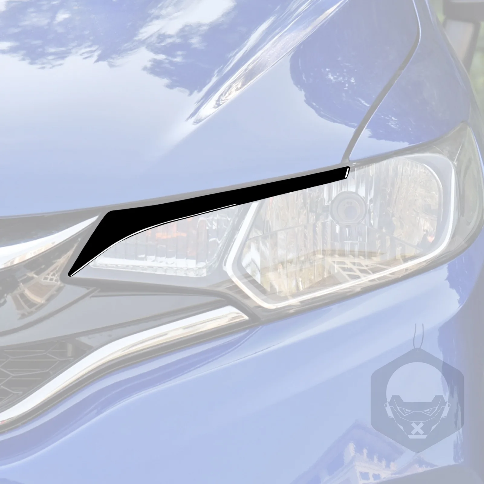 Piano Black Car Front Headlight Eyelid Eyebrow Cover Trim Sticker For 2014-2018 Honda Fit/Jazz