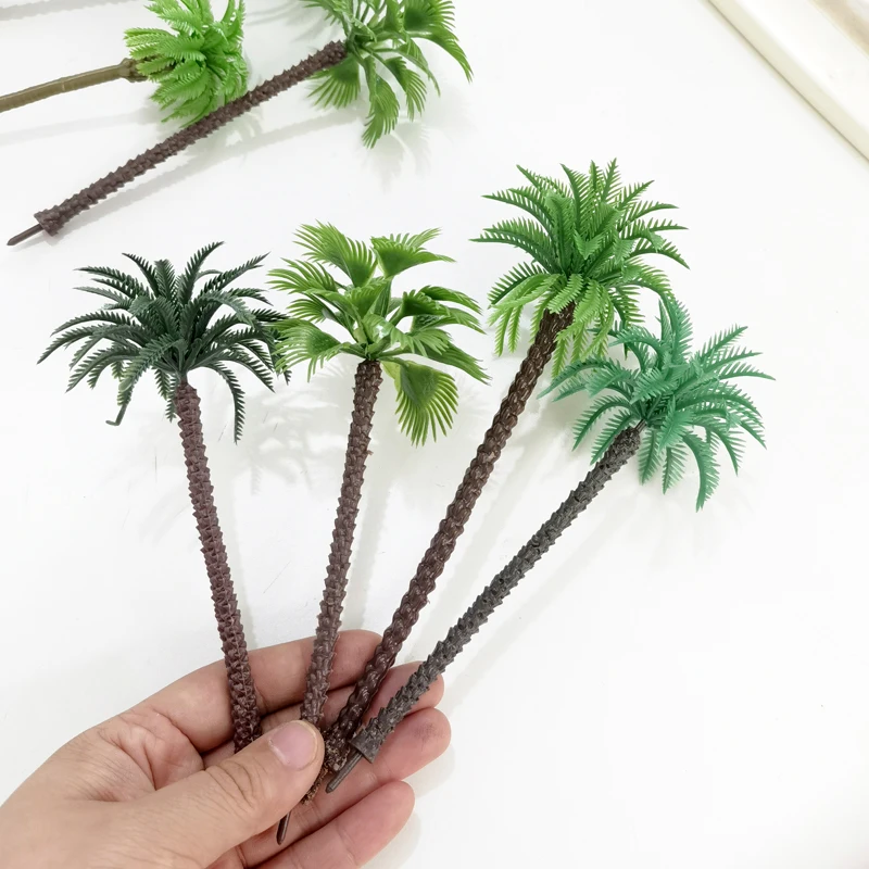 4-19cm set Landscape coconut tree model miniature Model palm coconut building sand table decoration scale train railroad layout