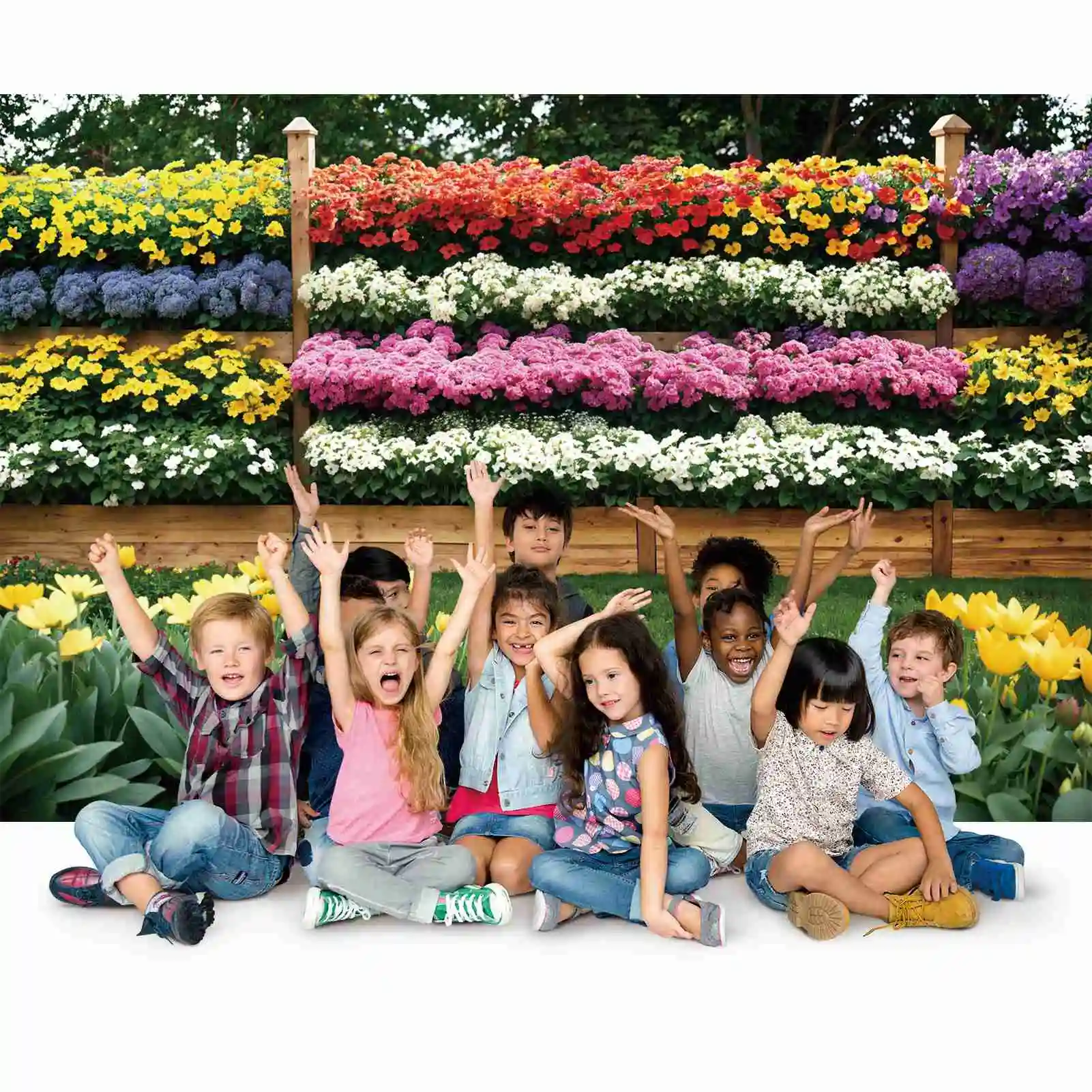 Fiori primaverili fondali da giardino per giardino fotografia decorazione per feste fiore recinzione in legno parete personalizzata per bambini sfondi fotografici puntelli