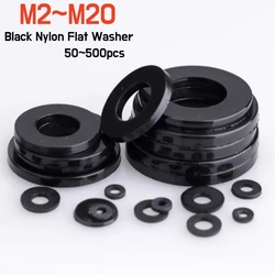 50~500pcs Black Plastic Nylon Flat Washer Plane Spacer M2M2.5M3M4M5M6M8M10M12M14M16M18M20 Insulation Gasket Ring For Screw
