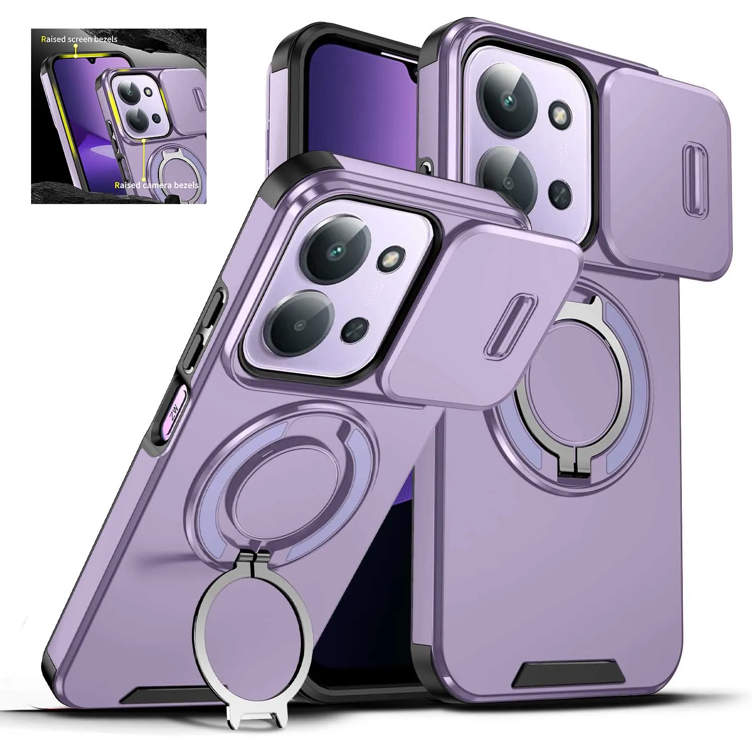 

Для Redmi A5 15C 171 мм 173 мм чехол для телефона с магнитным вращающимся кронштейном для Redmi 15 169 мм с умным раздвижным окном и защитой от падения