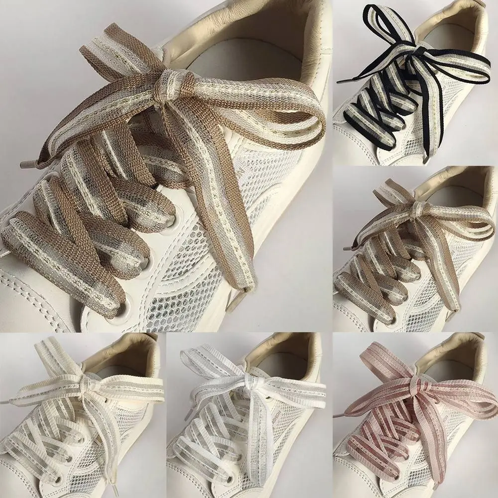 

New 2cm Bow Wide Rope Ultra-thin Satin Silk Ribbon Transparent Shoelaces Solid Color Snow Yarn Shoe Laces