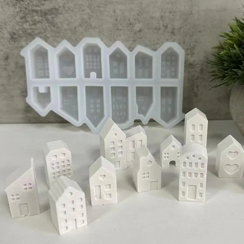 NordicStyle Small House Silicone Mold 12 Even Mini House Silicone Mold NordicMini House Decorative Plaster Epoxy Mold Craft