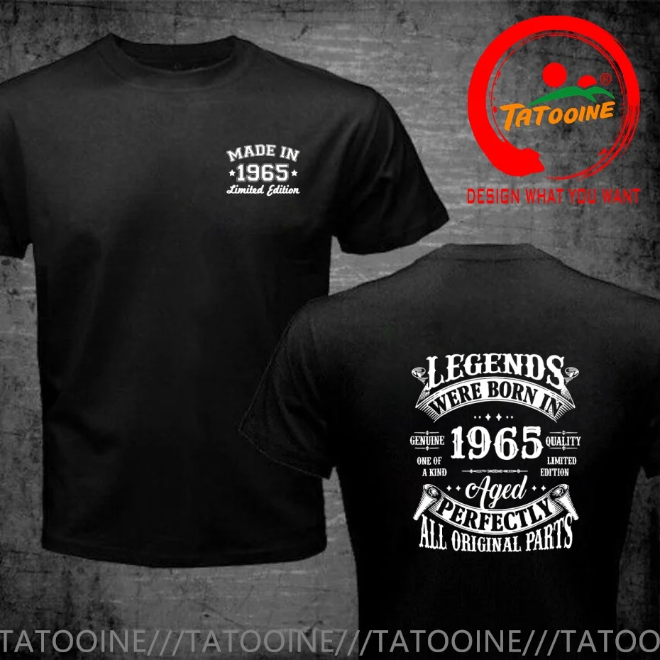 Funny Design Legends are Born in 1965   Shirt Men Fashion Trendy Casual Clothing Stylish Tops Tee Shirt Leisure Tshirt Men's