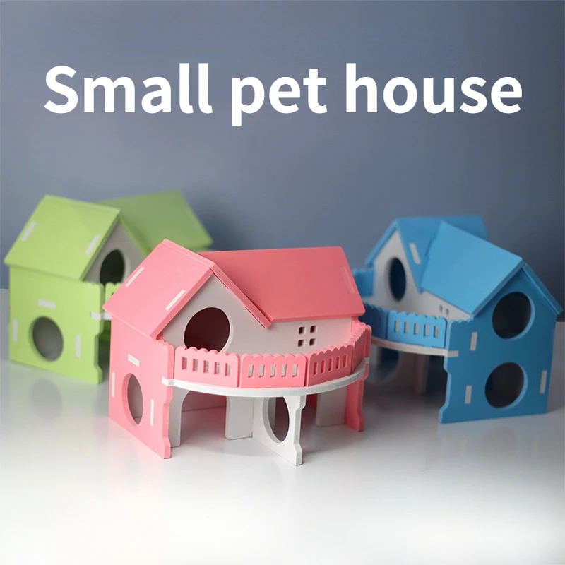 Pet hamster house guinea pig cage double-storey villa funny rat toys interactive mini small pet habitat removable bed for pets