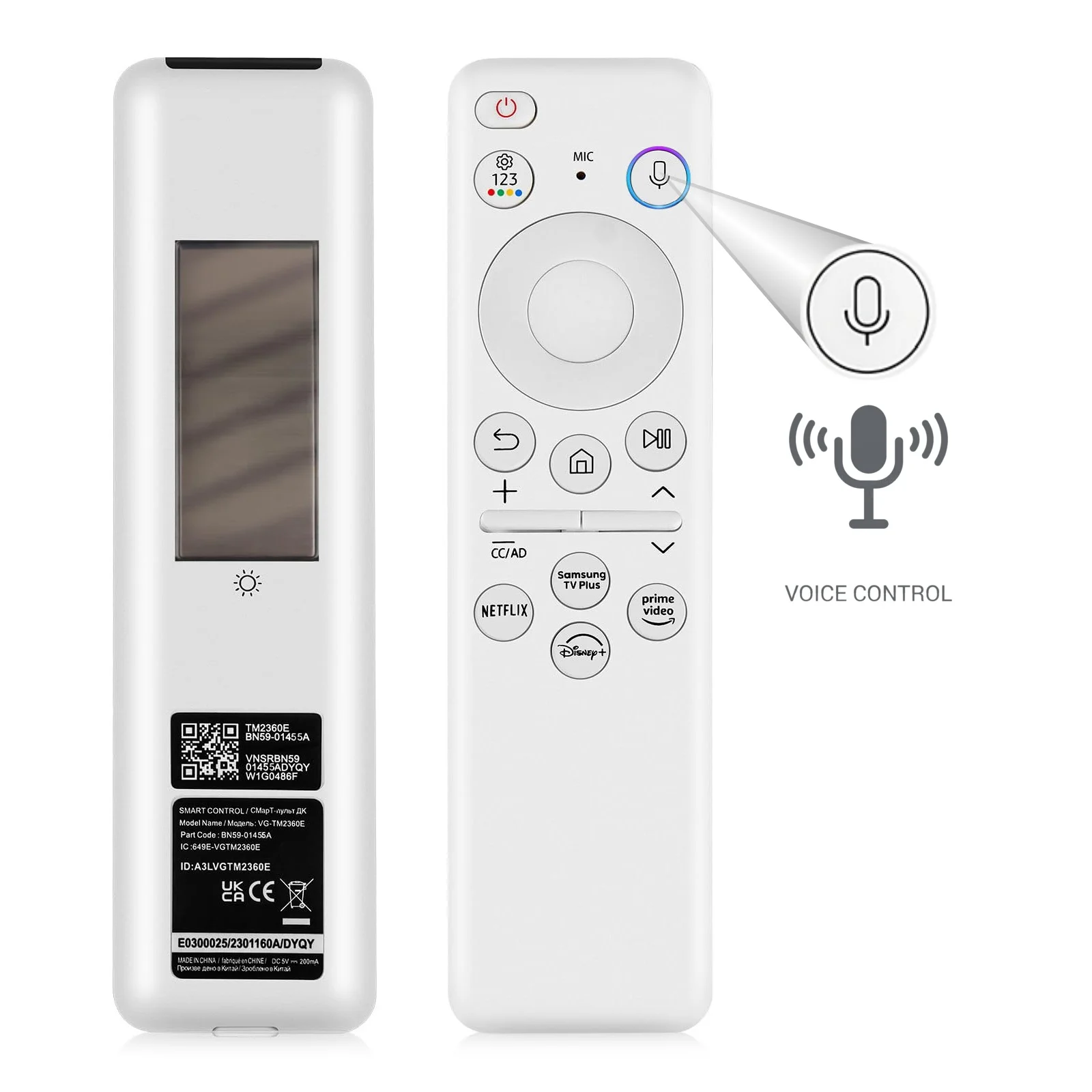 BN59-01455A Solar Voice Remote for Samsung TV Remotes Replacement with Bluetooth Rechargeable Solar Cell Fit for Samsung Remote
