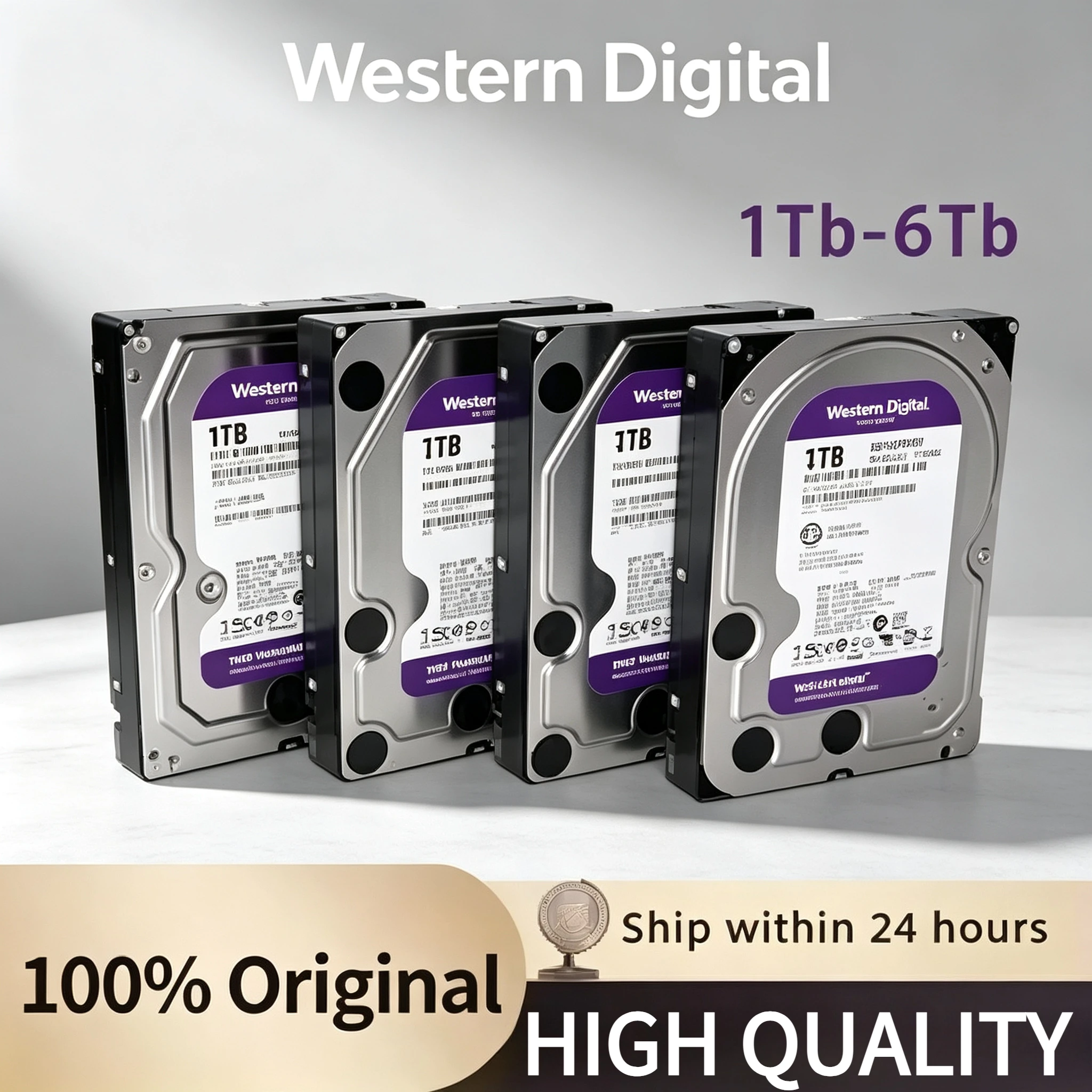 Western Digital WD Purple HDD 1TB 2TB 3TB 4TB SATA 6.0Gb/s 3.5" Hard Drive Disk Security System Video Recorder ssd hard disk
