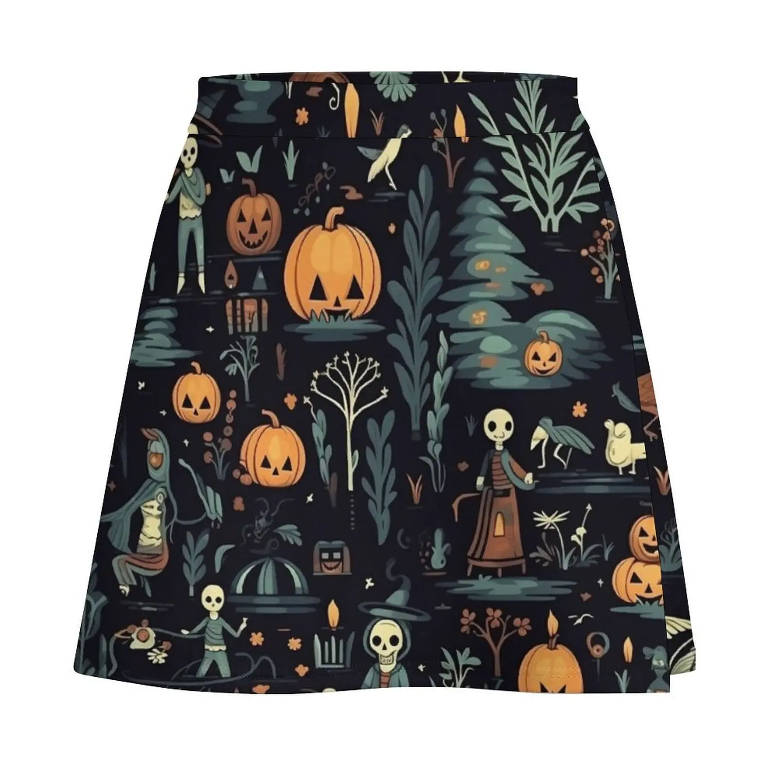 Cute Trick-or-Treaters Pattern Halloween Print Adorable Halloween Design Mini Skirt new in external clothes Mini Skirt