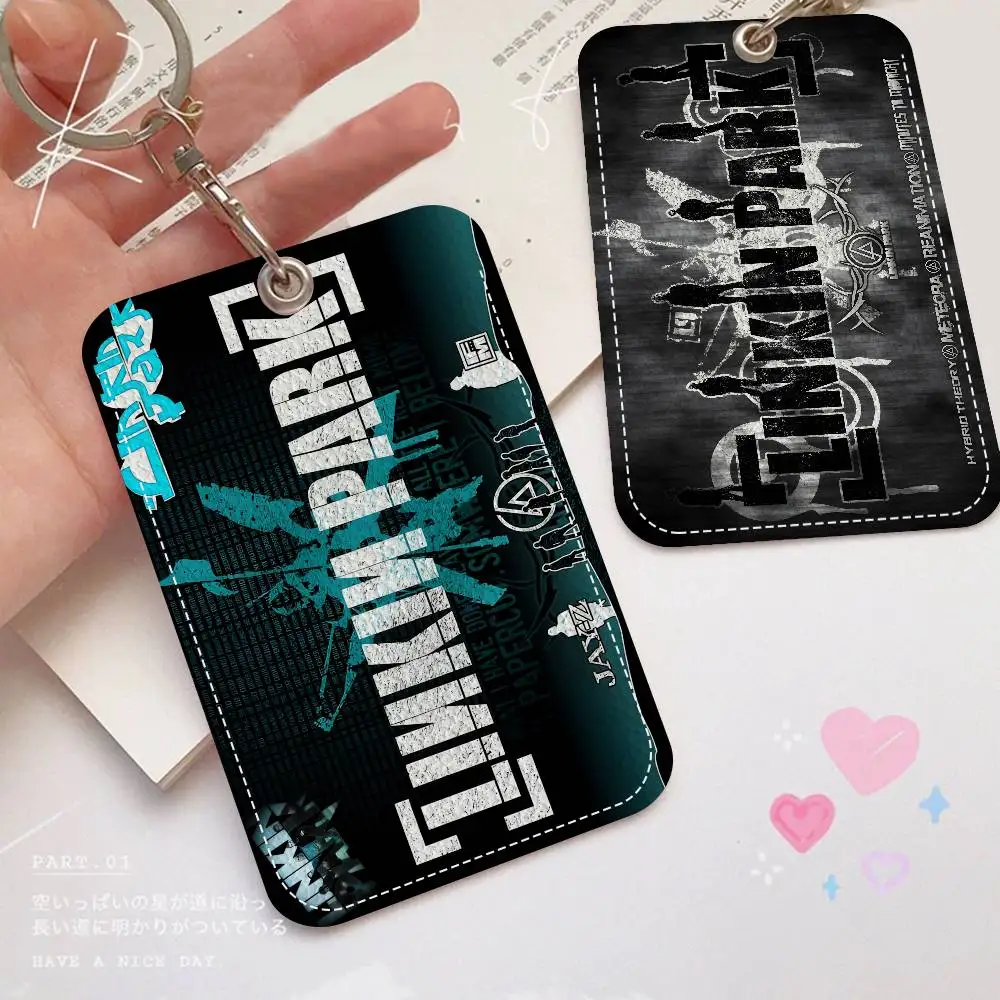 Rock Band L-Linkin Park Portachiavi per carte di cartoni animati Anime Borsa con ciondolo alla moda Porta d'identità Custodia per carte Bus Card Regalo di compleanno per adulti carino