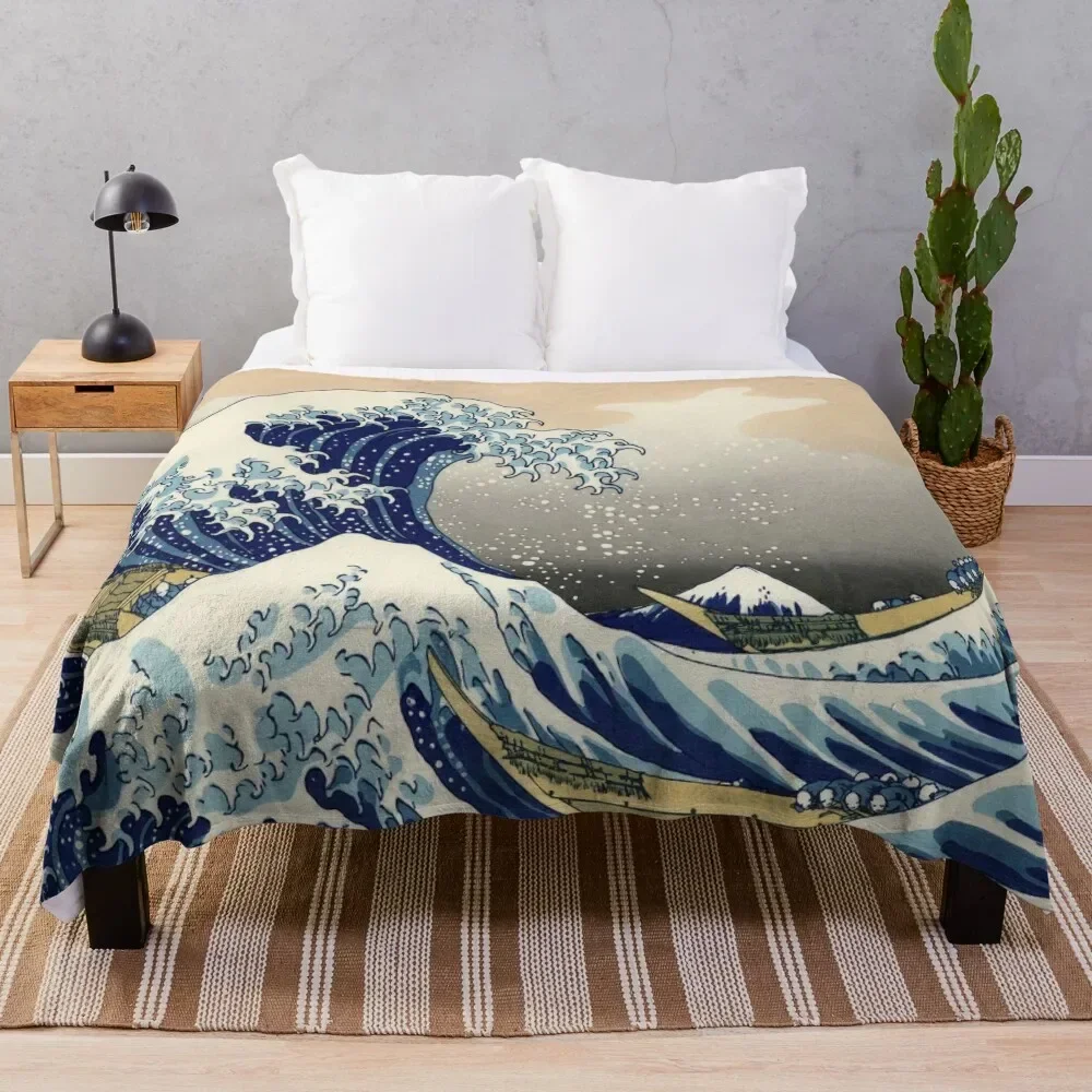 

Great Wave Throw Blanket Moving Bed Fashionable Hairys Soft Plaid Blankets
