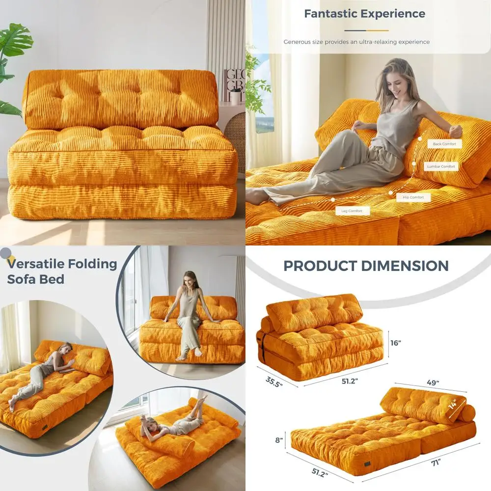 

Convertible Sofa Bed with Pillow and Back Support, Portable Folding Chair Mattress