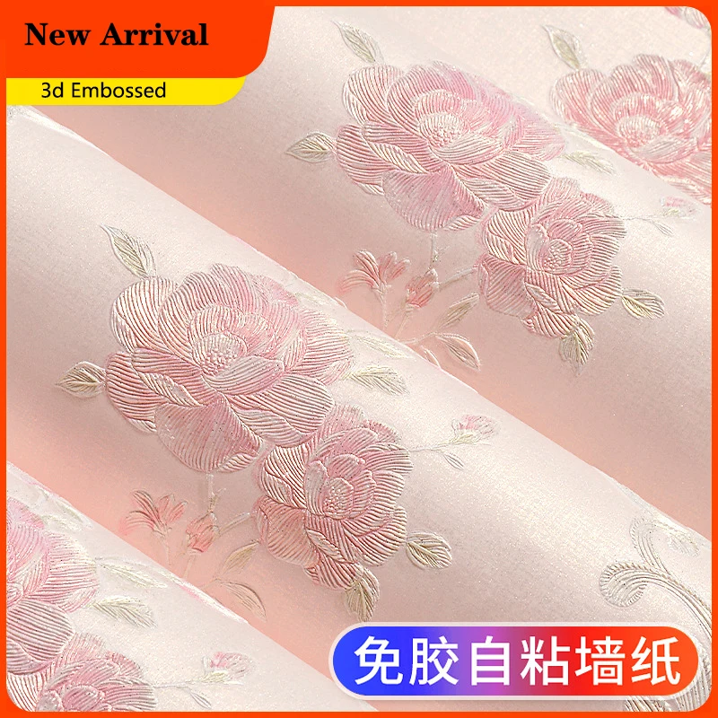 Pastrol Floral Wallpaper Self-Adhesive Warm Girls Bedroom Living Room Tv Background Wall Stickers Flower Home Decor 3d Wallpaper