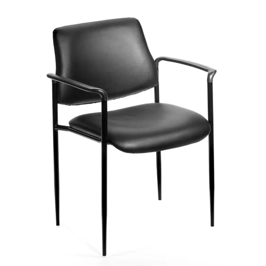 

Square Back Diamond Stacking Chair W Arm in Black Caressoft