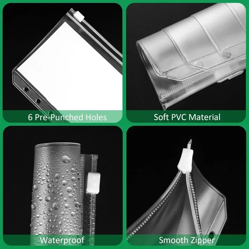 20/30/50Pcs 6-Holes Transparent Waterproof PVC Binder Inserts Binder Envelopes Photos Collection of Banknotes A6 Binder Pockets