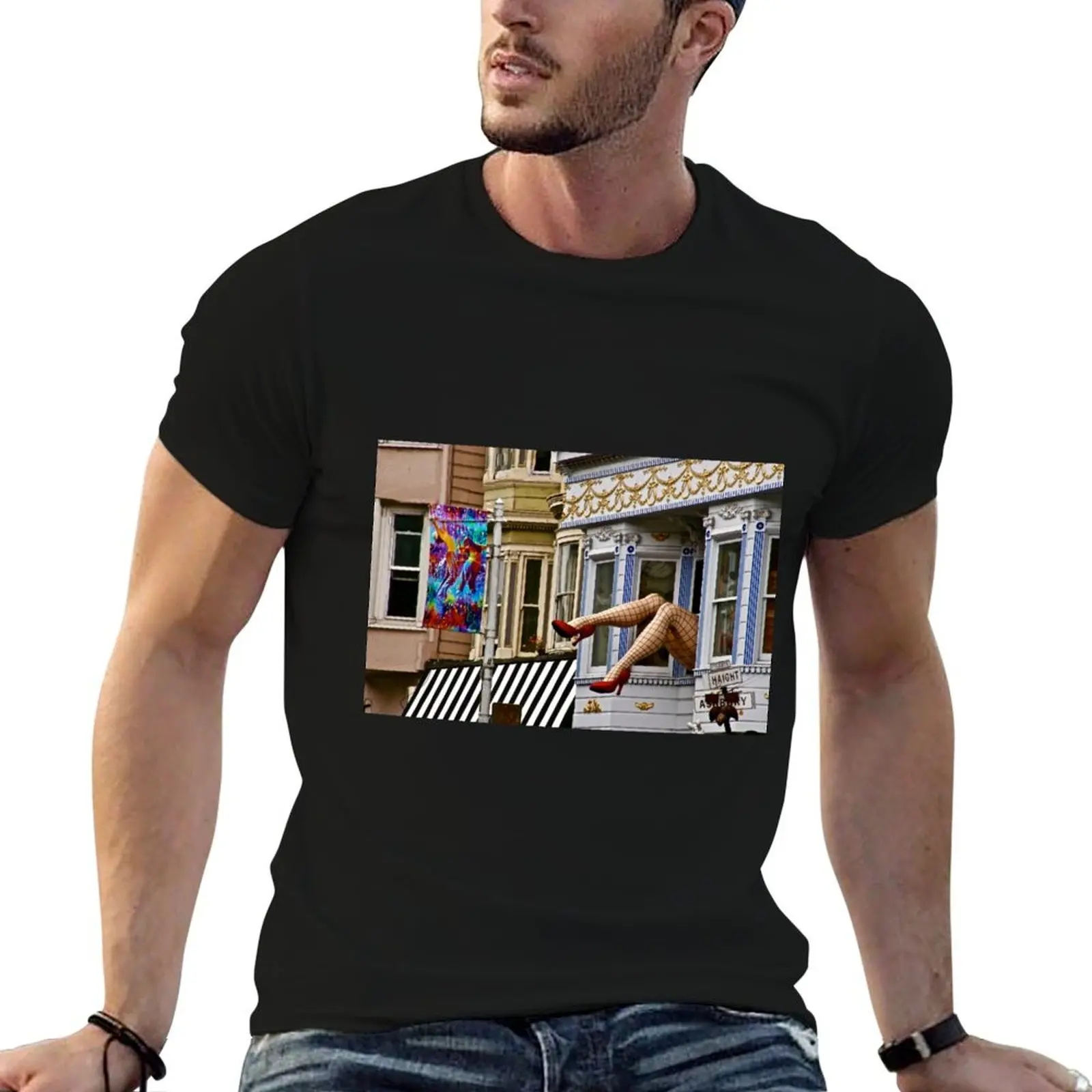 Camiseta Haight Ashbury masculina, camiseta de designer, camisetas de anime, camisetas oversize para homem, camiseta engraçada de algodão