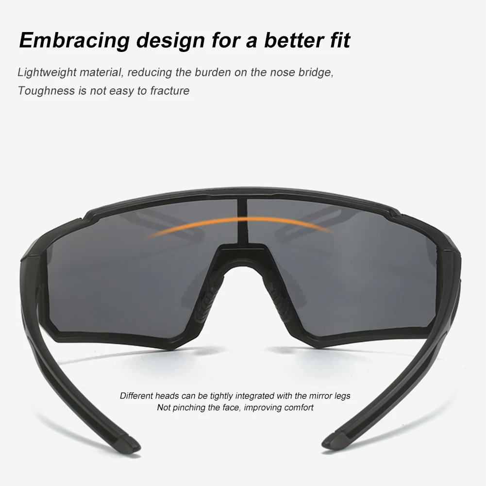 Gafas de sol de ciclismo con protección UV para hombre y mujer, lentes antideslumbrantes a prueba de viento, montura grande, para deportes al aire