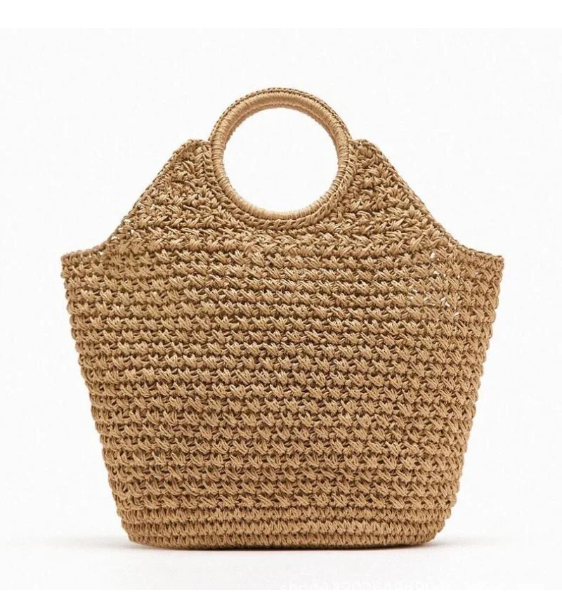 Summer Straw Bags for Women Hollow Raffia Crochet Beach Bags Rattan Woven Shoulder Bag Fashion Weaving Ladies Tote Handbags 2024