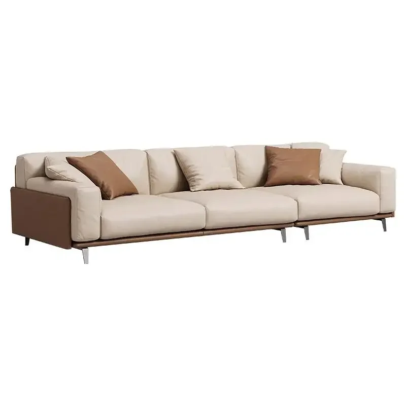 #Office leather sofa combination Italian three-person business reception lounge area boss office sofa