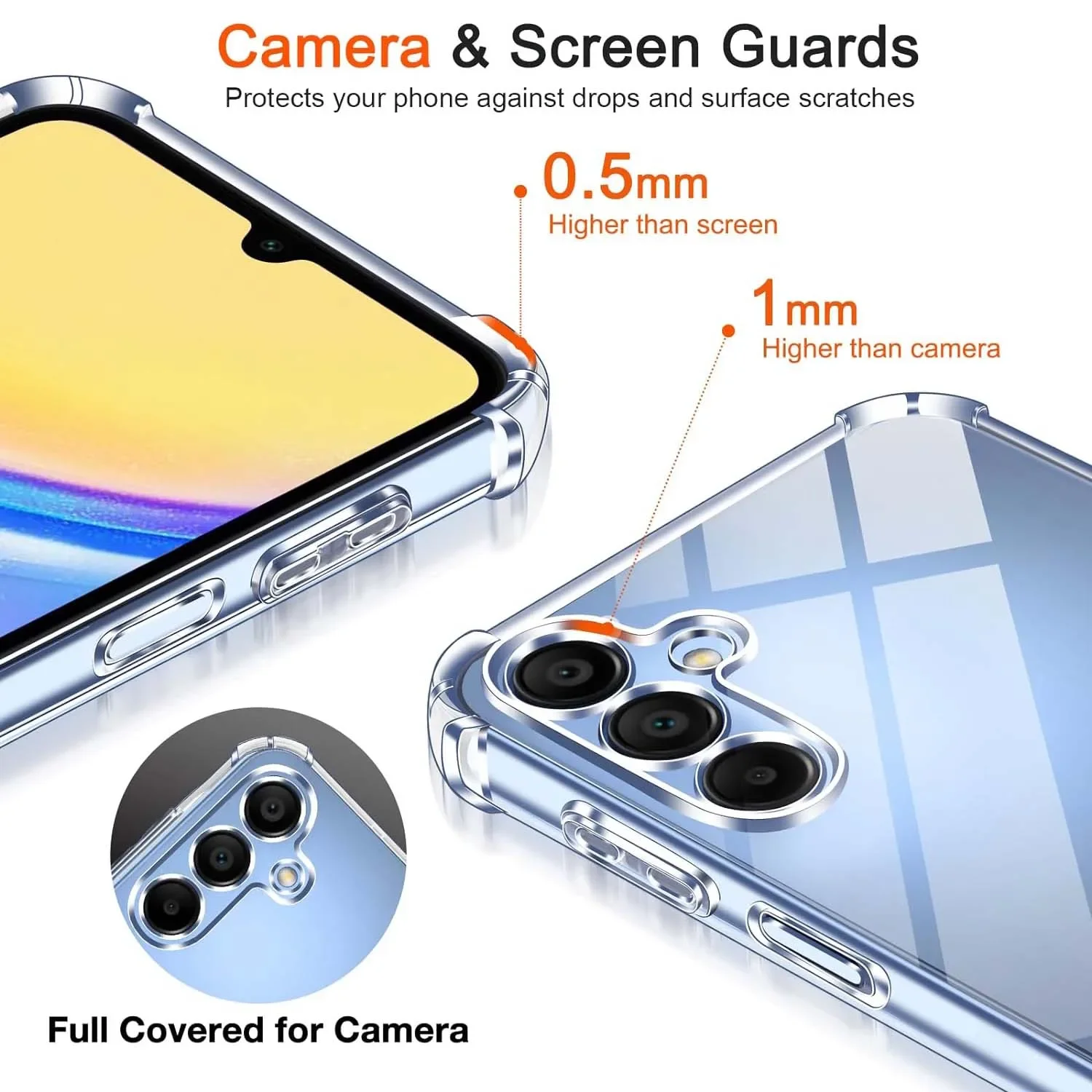 Luxury Clear Phone Case For Samsung Galaxy A34 A04 A33 A53 A73 A13 A03 A15 A25 A35 A55 A05S A04s A14 4G A24 A54 5G Back Cover