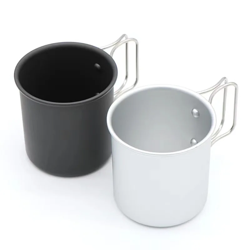 

Camping Coffee Cup 300ML Aluminum Ultralight Tea Mug Folding Handle Hiking Picnic Outdoor Kit Travel Cookware