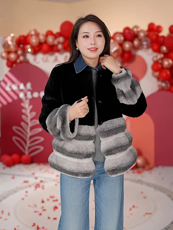 

Модная цветная шуба из искусственного меха для женщин, зимняя, роскошная, молодежная, теплая, из полиэфирного волокна, круглая, длинная...