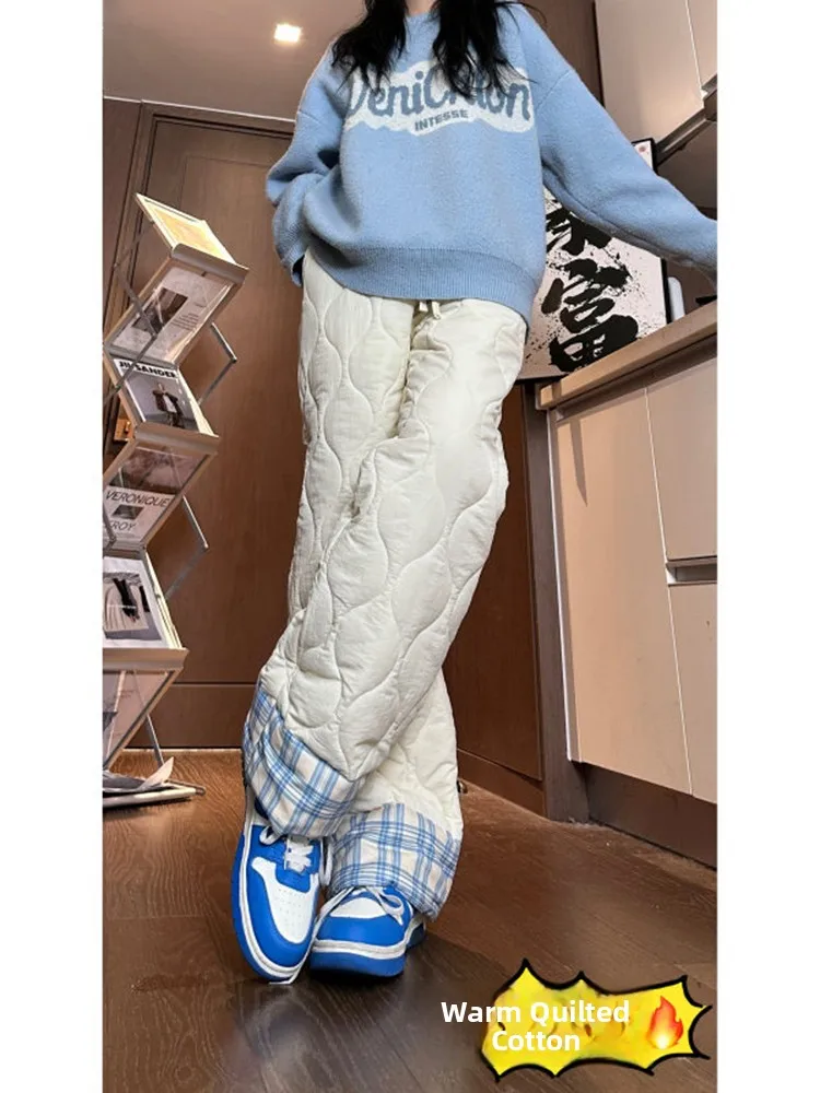 

Thiened Plaid Patchwork Cotton Pants Men's Winter Warm Casual Trousers for Outdoor Wear in Northeast at Temperatures below ...