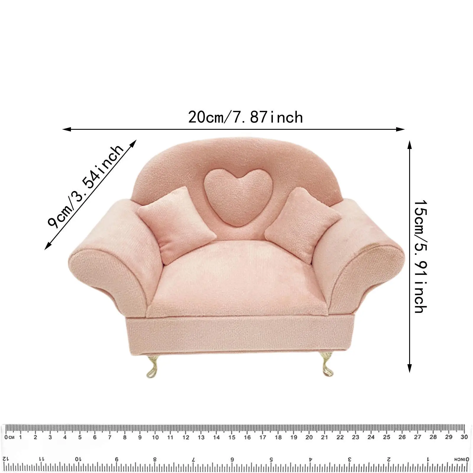 1/6 Scale Mini Sofa,Dollhouse Furniture,Jewelry Box Jewelry Storage Case Miniature House Sofa Cute Organizer Velvet Storage