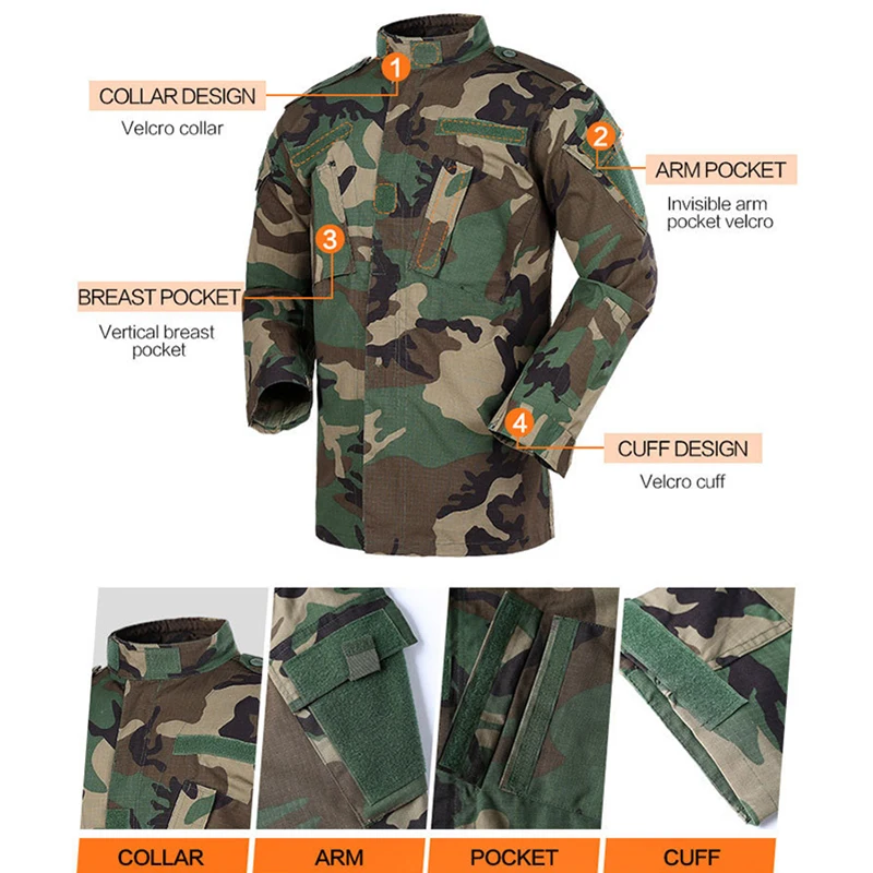 Hunting Tactical Uniform Shirt + Pants Camo Camouflage Hiking Uniform Outdoor Sport Men\'s Clothing Suit Climbing Huntin