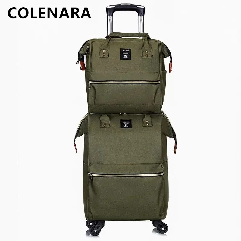 Imagem -05 - Colenara-nylon Bagagem Trolley Bolsa Conjunto para Homens e Mulheres Carrinho tipo Bolsa de Viagem Caixa de Embarque Portátil Rolling With Wheel Mala Novo