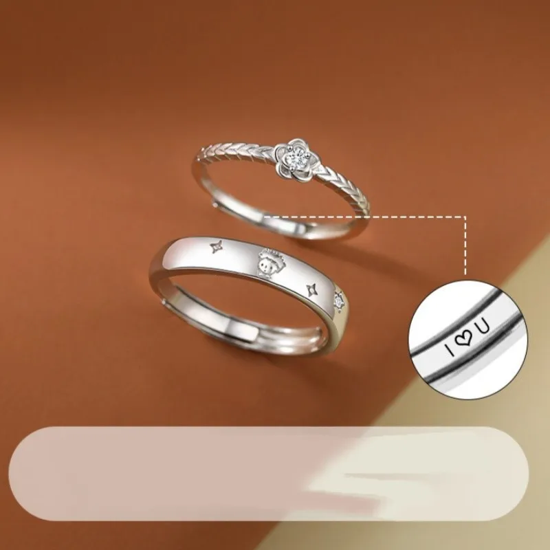 Silver Color Prince Rose Couple Rings for Women Men New Trendy Forever Love Engagement Lovers Ring Valentine\'s Day Jewelry Gifts