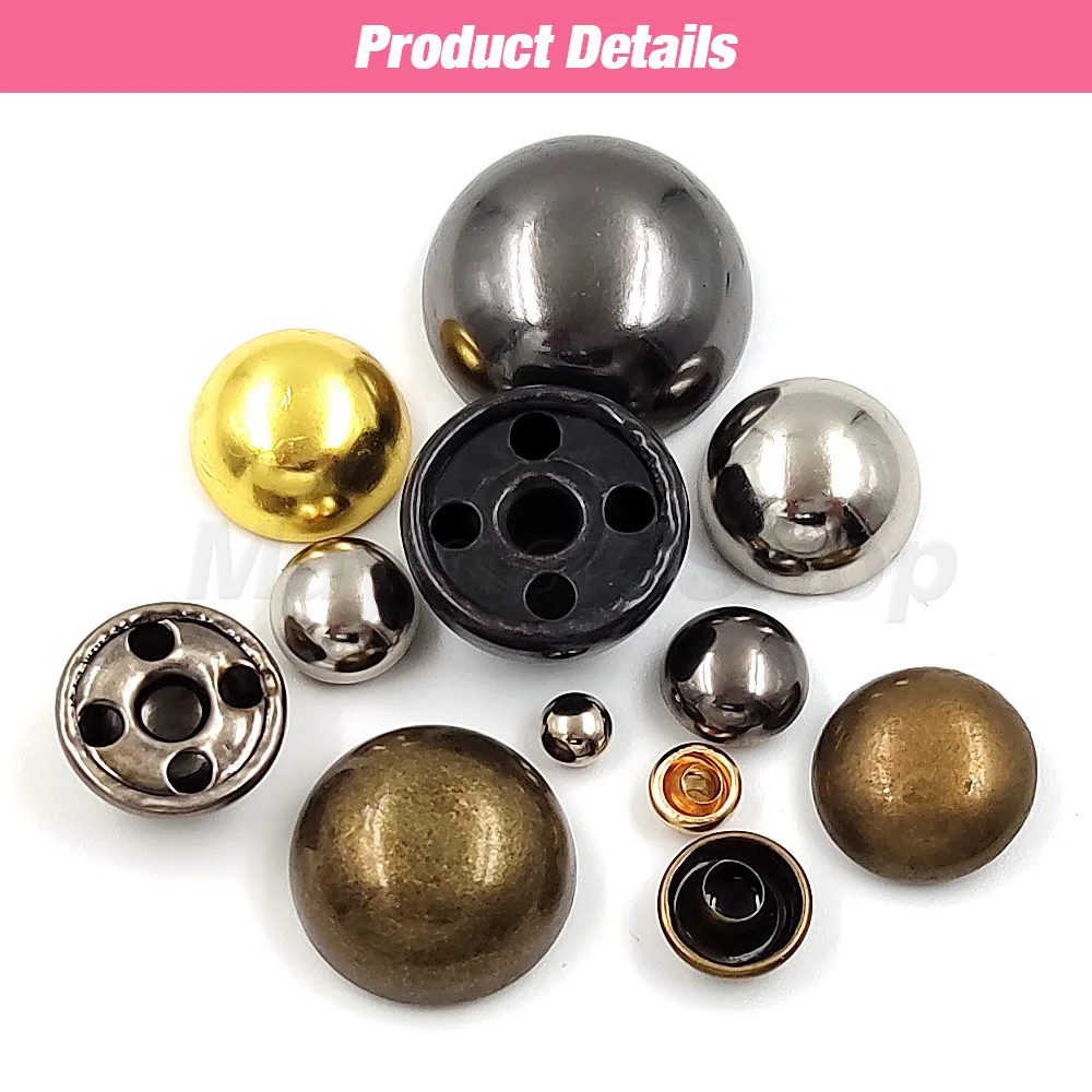 Metal Dome Cap Rivets Studs Round Rivet for Leather Craft Bag Belt Clothing Garment Shoes Collar Parts Accessories