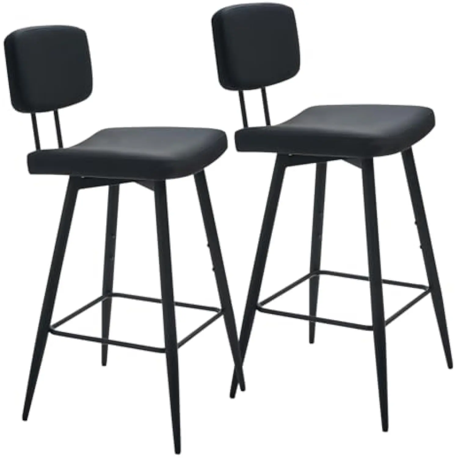 

Tall Bar Stools Set of 2, 30 英寸 High Counter Height Barstools with Padded Back Support, Faux Leather Bar Chairs, Metal Legs,