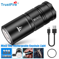 Trustfire Mini2 Rechargeable Mini LED Flashlight USB Keychain 250Lumens Pocket Light IPX8 EDC Portable Flashlights Lamp