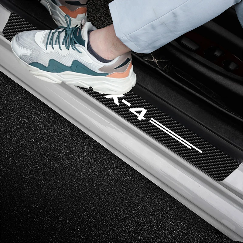 

For Mazda CX-4 2016 2018 2020 2021 Car Door Sill Protector Carbon Fiber Sticker Scuff Plate Decoration Waterproof Decals