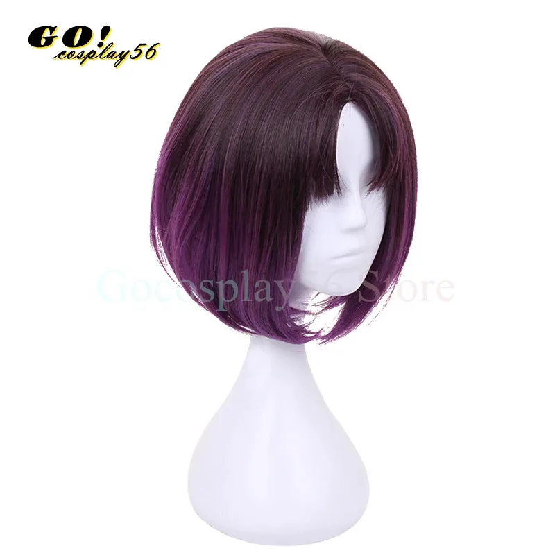 2025 yiyiAnime خادمة شعر مستعار تأثيري مختلط الأرجواني قصير الجزء الأوسط مقاومة للحرارة الاصطناعية جوي إلما الشعر #3