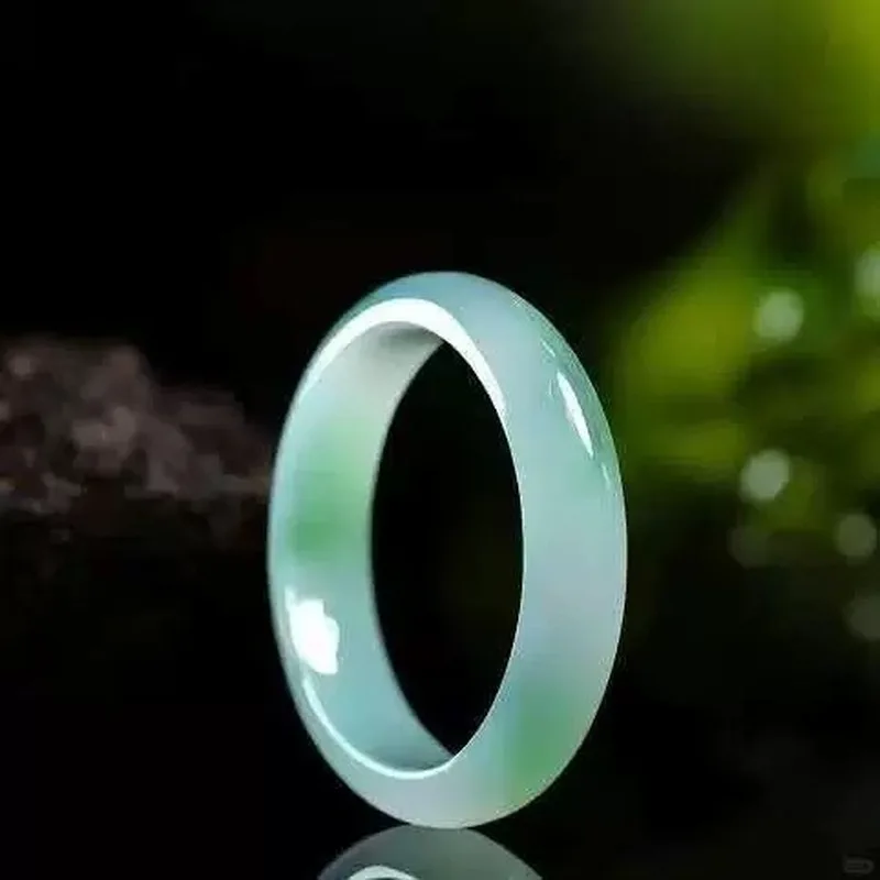 Myanmar jadeite bracelet, ice-waxy type, regular shape, spring color, green purple flowers, light white with fl view 4