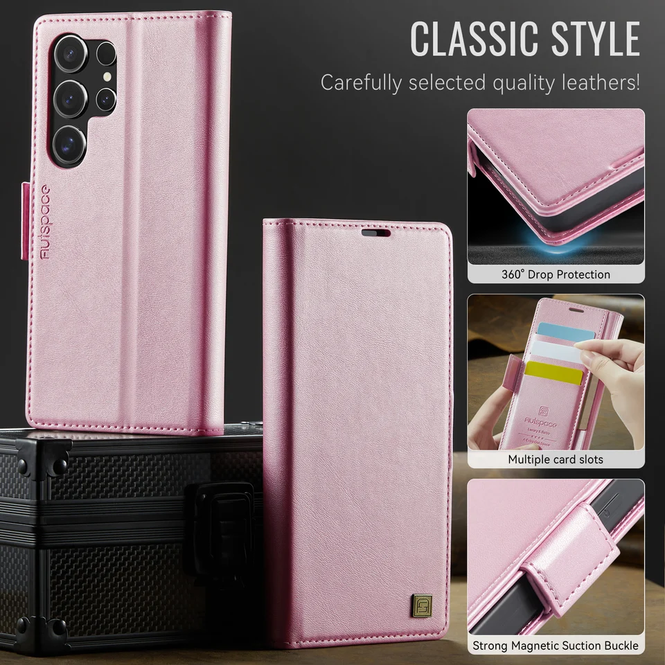 Funda para Samsung S25 S24 Ultra S23 Plus S22 S21 FE, Funda para Samsung S25 Edge, Tapa magnética de lujo 4