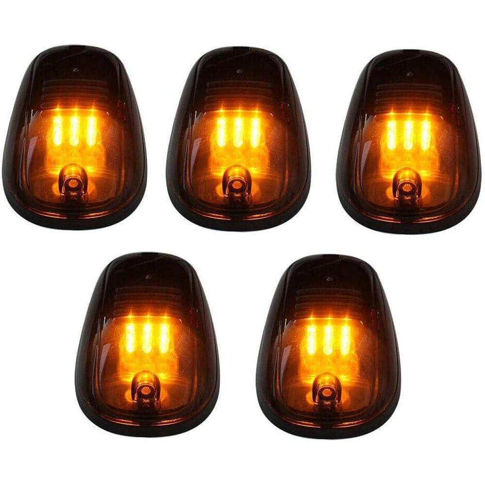 5pcs Universal Smoke 12V White 9-LEDs Cab Canopy Running Sign Light Cab Roof Top Marker Running Lights Clearance Light