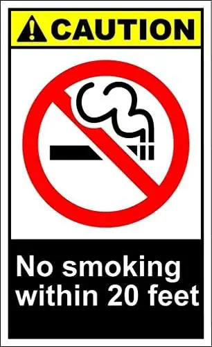 Warning Sign No Smoking Within 20 Feet Caution Sign Business Sign   Aluminum Metal Tin Sign--Tin Sign