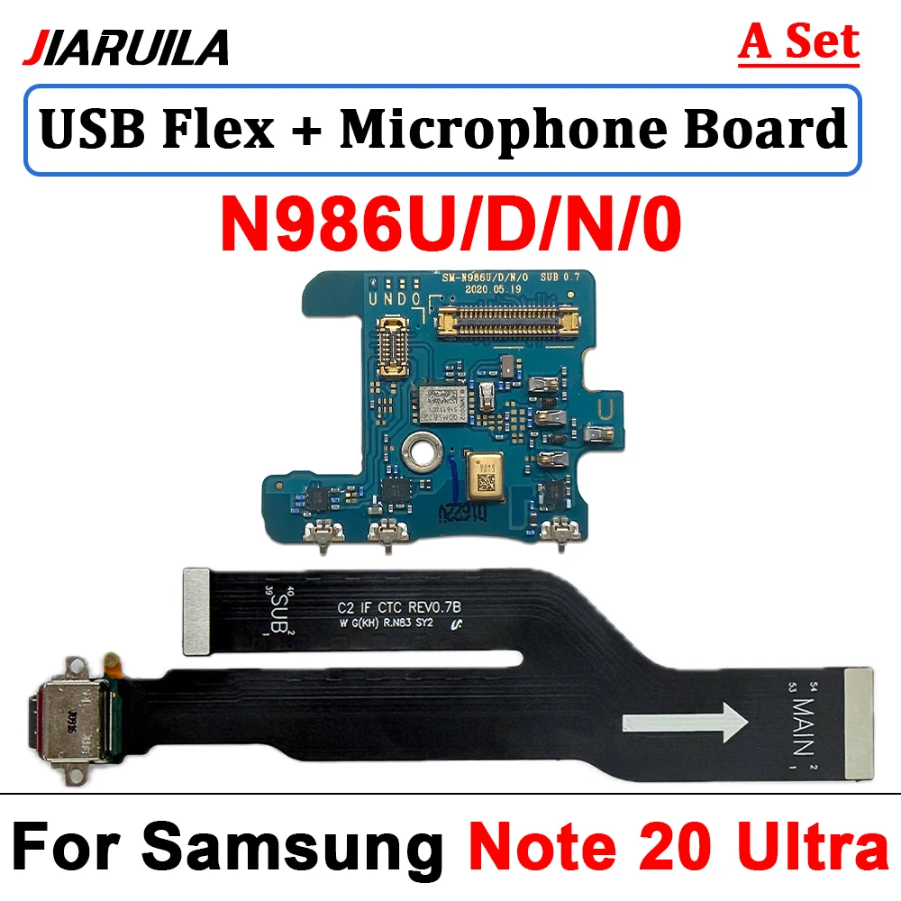 1pcs Microphone Mic Board USB Charging Port Flex Cable Connector For Samsung Note 20 Ultra N986U N981U N986B N981B Note 20