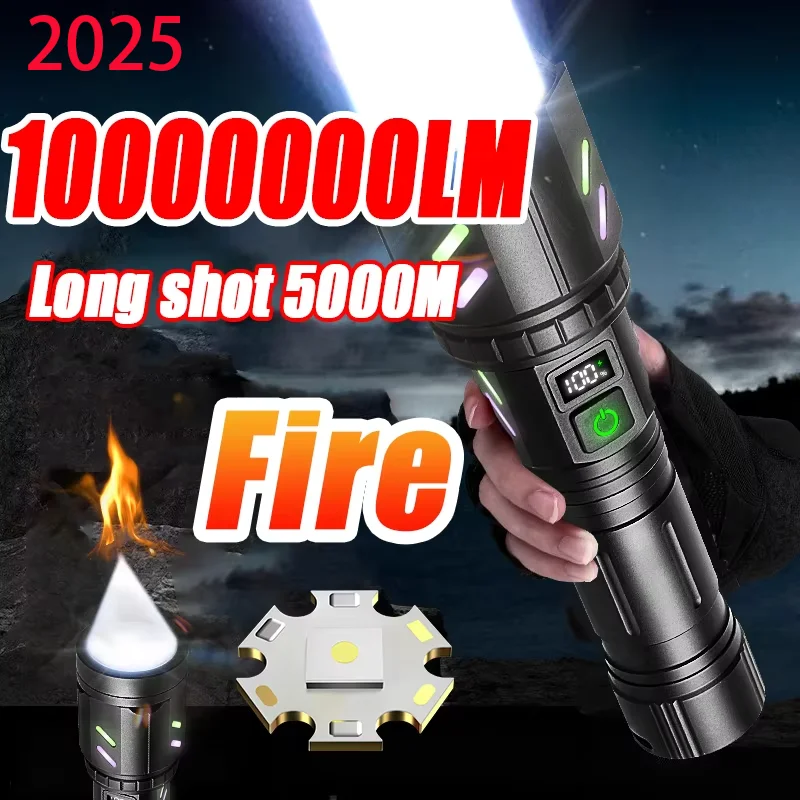 

Ultra Powerful Windproof Fire Starting Flashlight Rechargeable High Power Torch Focused Light Source Can Light A Flame Lantern
