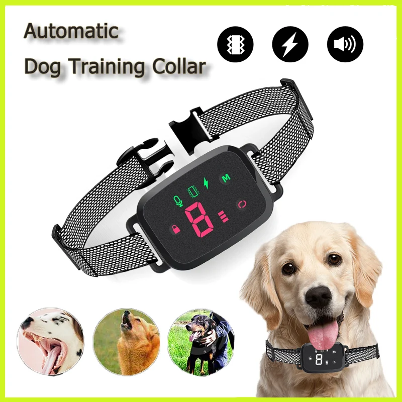 

Ошейник для собак с цифровым дисплеем, автоматический водонепроницаемый IP67 ошейник против лая, перезаряжаемый, стопор лая