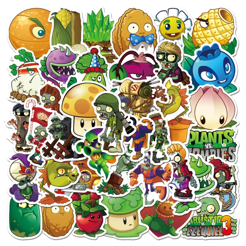 Zufällige 50 Cartoon-Aufkleber mit Niedlichen Klassischen Spielmotiven aus Plants Vs. Zombies (PVZ), Wasserfest